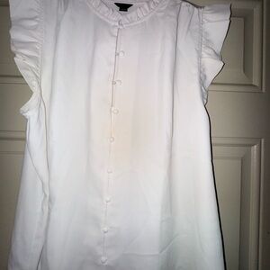 Ann Taylor Ivory Ruffled Top